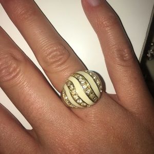 white and gold chunky stylish ring